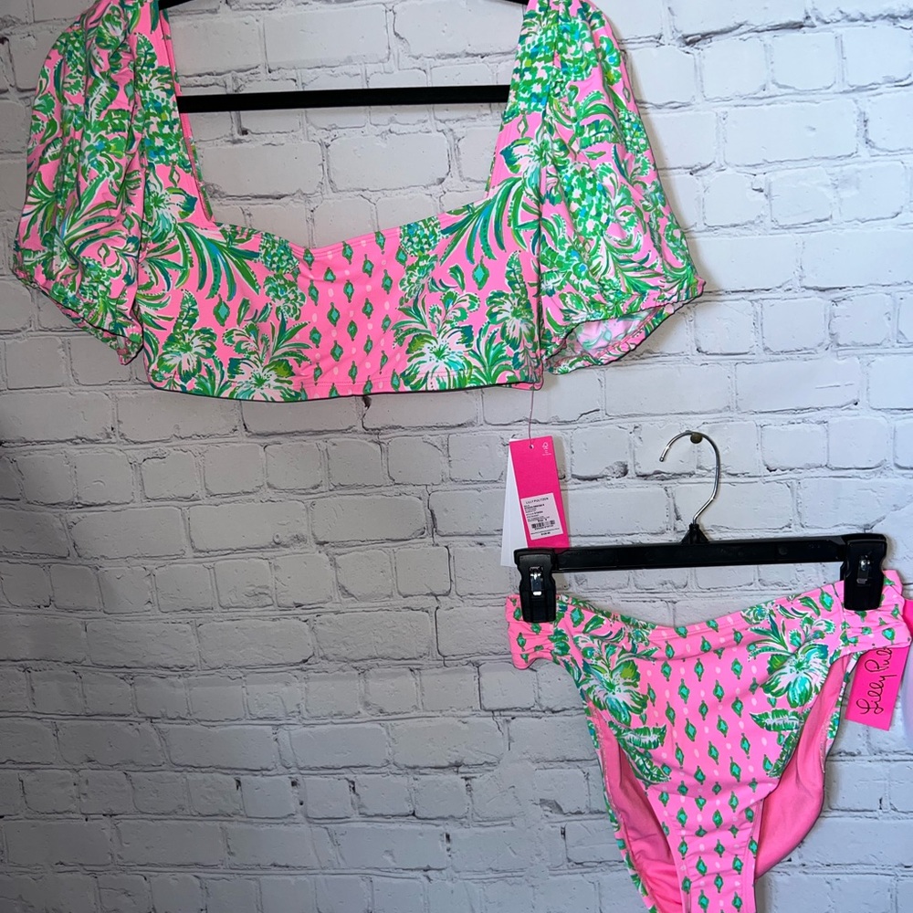 Lilly Pulitzer Puff Sleeve / high waist  Bikini 2 pc Set - Picture 5 of 12